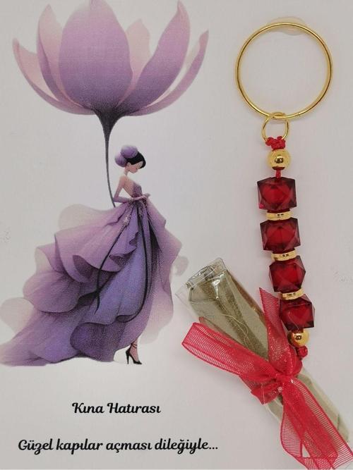 50 Adet Kişiye Özel Tasarım Dağıtmalık Hediyelik Kına Ve Anahtarlık Seti