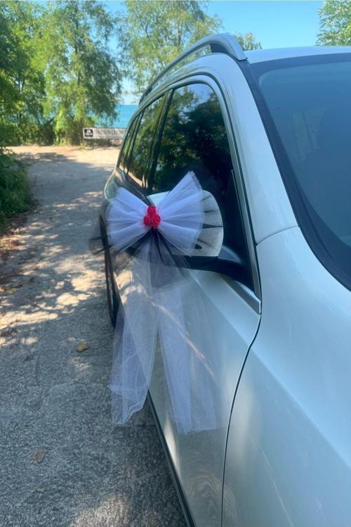 30 Adet Kristal Tül Latex Gül Kuyruk Sarkıt Tül Detaylı Düğün Nikah Kına Sünnet Konvoy Süsü