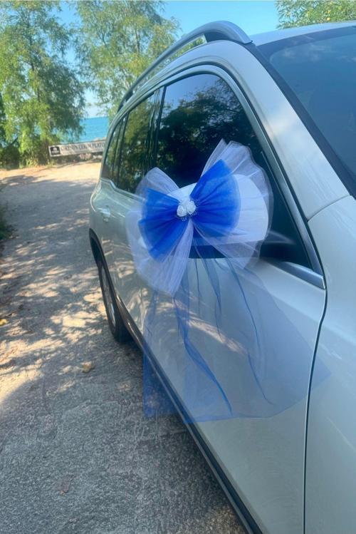 20 Adet Kristal Tül Latex Gül Kuyruk Sarkıt Tül Detaylı Düğün Nikah Kına Sünnet Konvoy Süsü