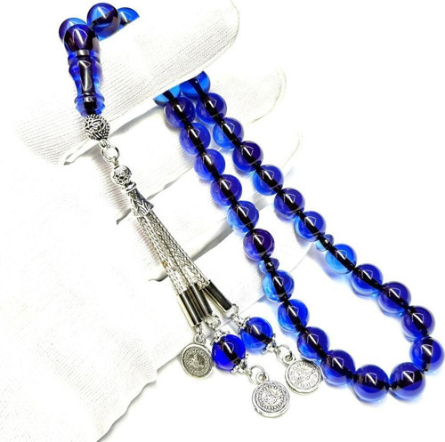 Küre Model Püsküllü 10-10mm Sıkma Ateş Kehribar Tesbih