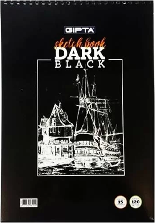 Dark Spiralli Siyah Resim Defteri A5 15 Yaprak 40