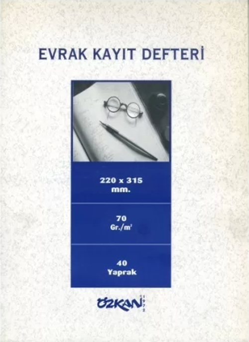 Özkan Evrak Kayıt Defteri 40 Yp. 22X32