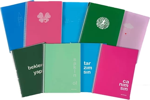 Spiralli Plastik Kapak Defter A4 Çizgili 60 Yaprak Neon