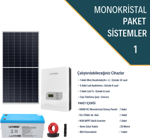 MONOKRİSTALLİ MİNİ BUZDOLABI PAKETİ (PAKET 1)