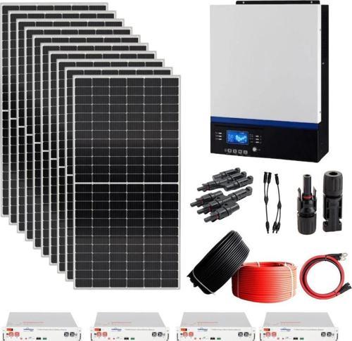 Güneş Enerjisi Solar Paketi VMIII 5Kva Mppt İnverter 550 watt Güneş Paneli 48V 50 Amper Lityum Akü