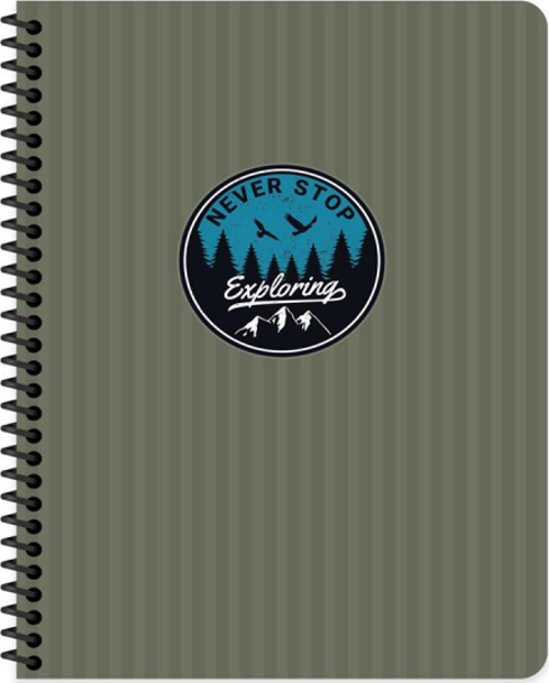 Outdoor Spiralli Sert Kapak Defter 17X24 Kareli 80 Yaprak Yeşil (411014)