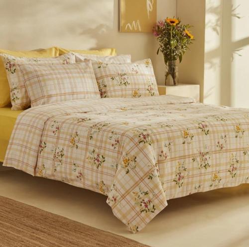 Minella Sarı %100 Pamuk Soft Touch Çift Kişilik Nevresim Takımı