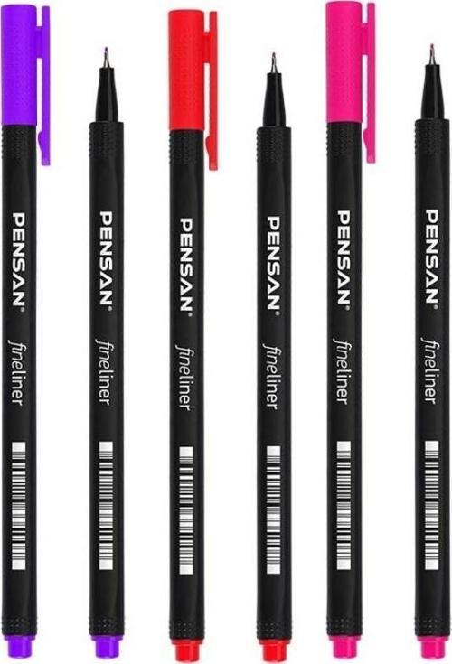 Fineliner Kalem 24 Renk Plastik Kutu 0.4mm Keçe Uçlu Kalem 1 Paket Pensan Fineliner 6500HP 0.4mm Keçe Uçlu Kalem