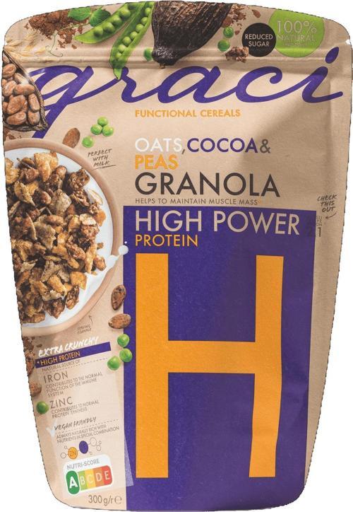 Graci Kahvaltılık Gevrek Granola Yulaf, Kakao ve Bezelye High H 300 g e