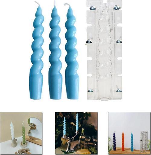 Poli Karbon Mum Kalıbı Şamdanlık Spiral Burgulu Uzun Kalıbı 18 CM