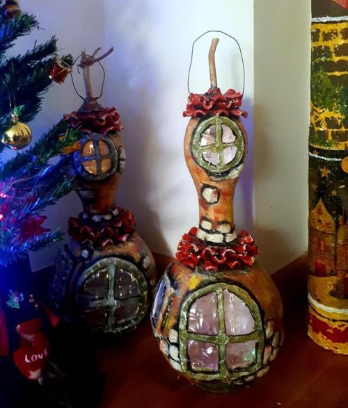 el yapımı ledli kabak dekoru aplik