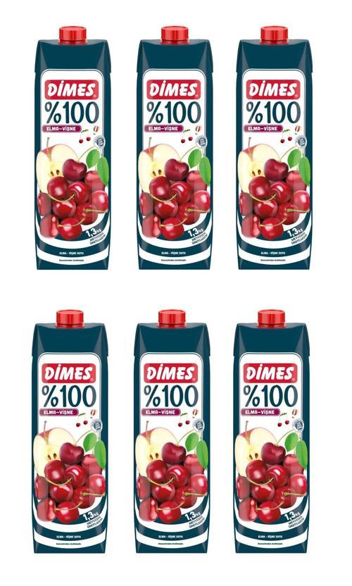 %100 Elma Vişne Meyve Suyu 1 Lt X 6 Adet