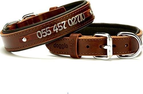 Yumuşak Dokulu Isimlikli Köpek Boyun Tasması Kahve Sbt-2514