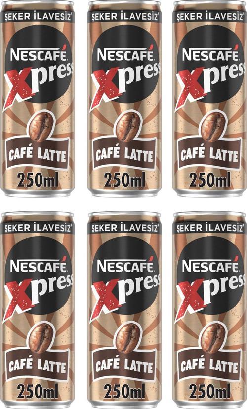 Xpress Cafe Latte Şekersiz Soğuk Kahve 250 Ml X 6 Adet
