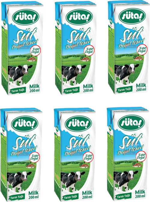 Yarım Yağlı Süt 200 Ml X 6 Adet