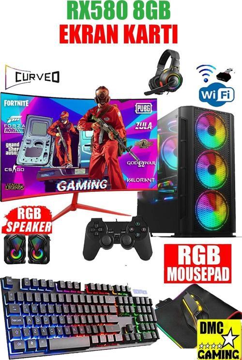 N248 (Pubg,Gta 5) Amd Ryzen 5 3600 32Gb Ram,512Gb Ssd Rx580,23.8"Curved Oyuncu Masaüstü Bilgisayar