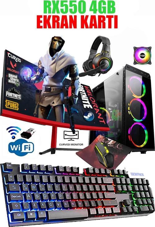 N135X (Pubg,Gta 5) Amd Ryzen 5 3600,32Gb Ram,512Gb Ssd,Rx550,23'8 Curved Oyuncu Masaüstü Bilgisayarı