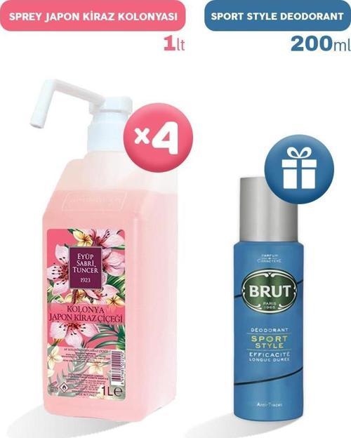 Sprey Japon Kiraz Kolonyası 1 lt x 4, Erkek Deodorant Hediyeli