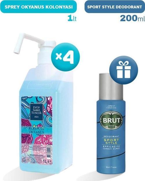 Sprey Okyanus Kolonyası 1 lt x 4, Erkek Deodorant Hediyeli
