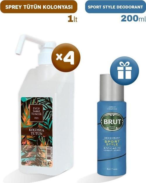 Sprey Tütün Kolonyası 1 lt x 4, Erkek Deodorant Hediyeli