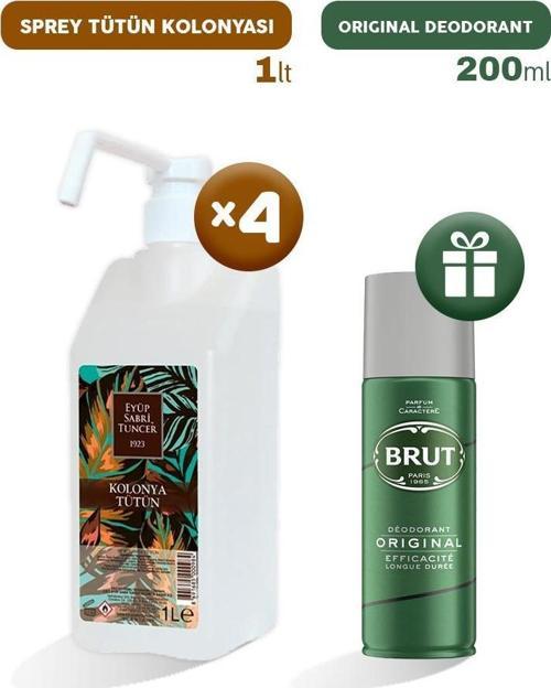 Sprey Tütün Kolonyası 1 lt x 4, Erkek Deodorant Hediyeli