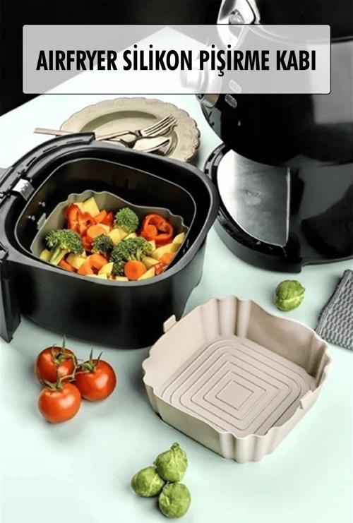Bütün Airfryer'lere Uyumlu Krem Silikon Pişirme Kabı
