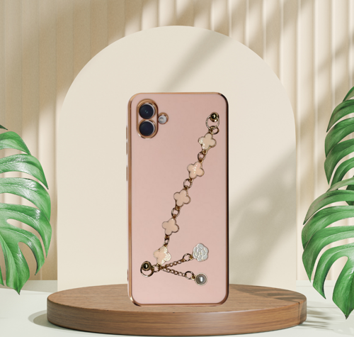 SAMSUNG A04 E ELÇEK ŞANZELİZE KILIF ROSE GOLD