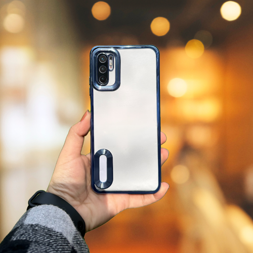 XİAOMİ REDMİ NOTE 10 5G YANLARI RENKLİ LENS KORUMALI LOGO GÖSTEREN MEGA KILIF LACİVERT