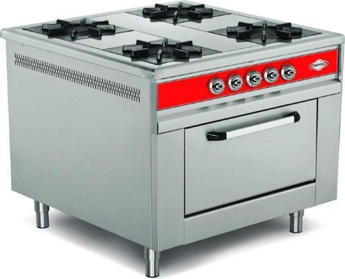 EMP.9KG.021 Gazlı Fırınlı Kuzine - 4 göz açık ateş - LPGli