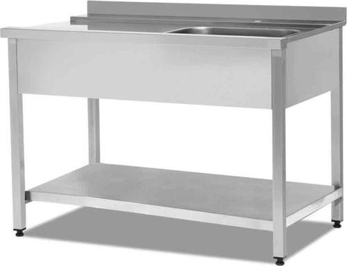 EMP.BYG.75150-1EC-R-K Bulaşık Makinesi Giriş Tezgahı Tek Evyeli Taban Raflı (Sağ)