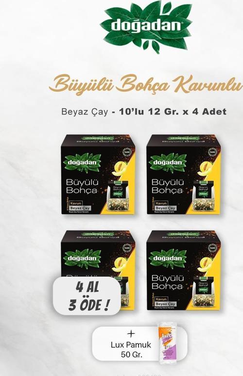 4 AL 3 ÖDE Doğadan Büyülü Bohça Beyaz Çay Kavun 10'lu, Pamuk