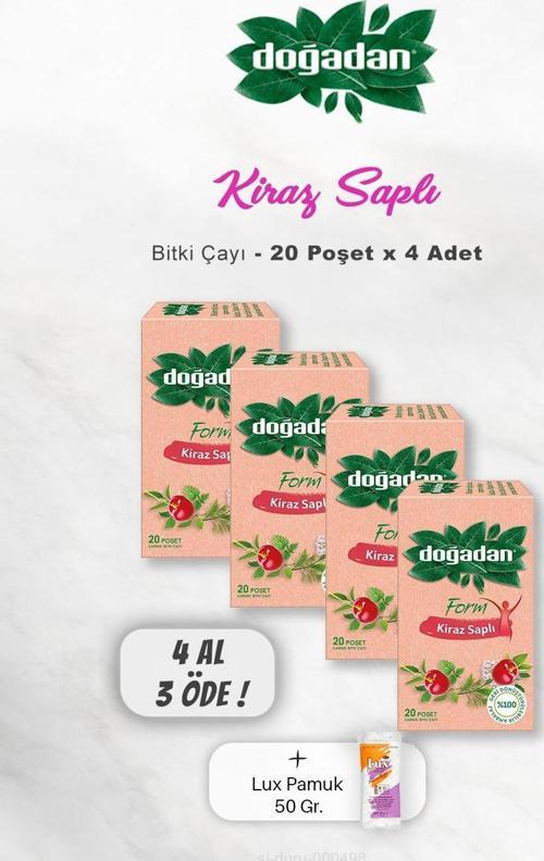 4 AL 3 ÖDE Doğadan Form Çay Kiraz Saplı 20'li, Pamuk