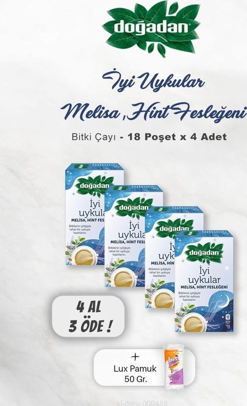 4 AL 3 ÖDE Doğadan İyi Uykular Çayı Melisa ve Hint Fesleğeni, Pamuk