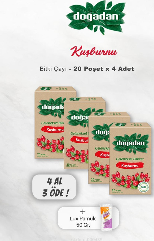 4 AL 3 ÖDE Doğadan Kuşburnu Çayı 20'li, Pamuk