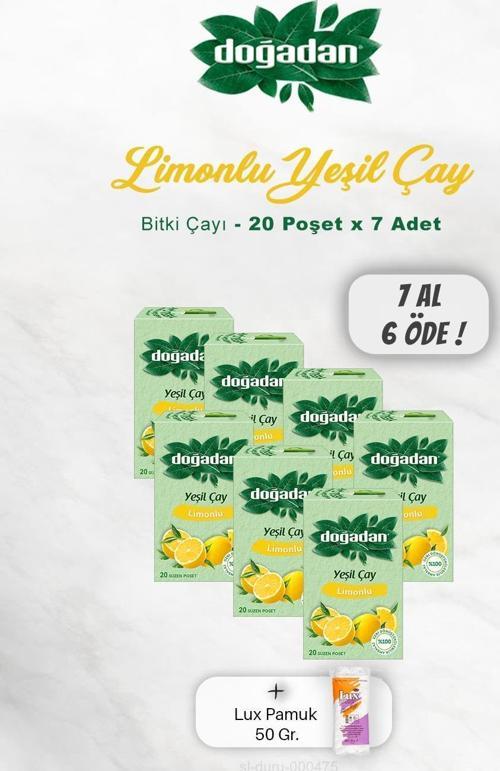 7 AL 6 ÖDE Doğadan Yeşil Çay Limonlu 20'li, Pamuk