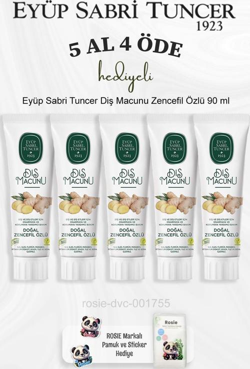 Diş Macunu Zencefil Özlü 90 ml 5 Al 4 Öde ve Rosie Pamuk