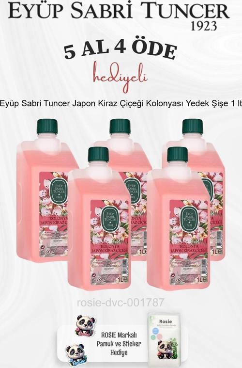 Japon Kiraz Çiçeği Kolonyası Yedek Şişe 1 lt 5 Al 4 Öde ve Rosie Pamuk