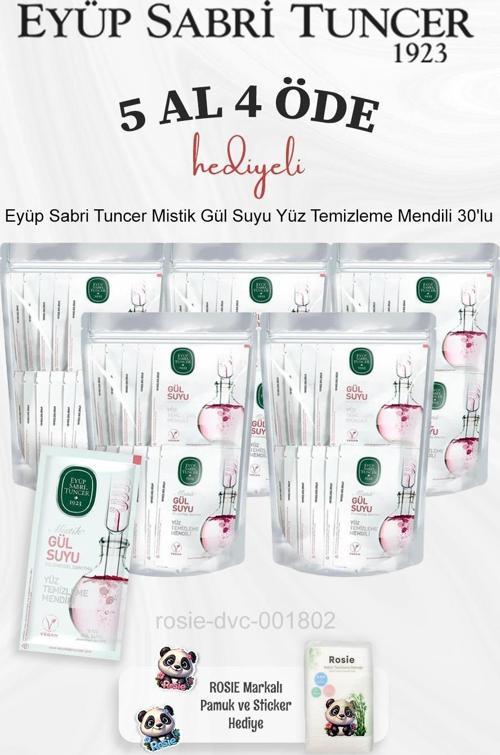 Mistik Gül Suyu Yüz Temizleme Mendili 30'lu 5 Al 4 Öde ve Rosie Pamuk