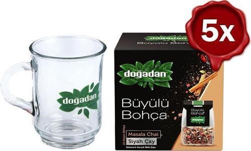 Büyülü Bohça Masala Chai 10'lu 22 G x 5 + Doğadan Cam Bardak