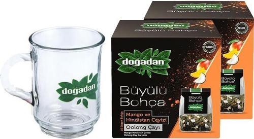 Büyülü Bohça Oolong Çayı Mango + Hindistan Cevizi x 2 + Doğadan Cam Bardak