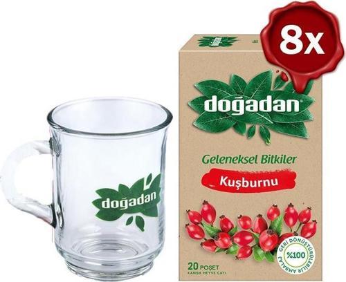 Kuşburnu Çayı 20'li x 8 + Doğadan Cam Bardak