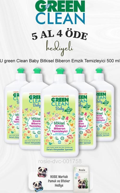 U green Clean Bebek Bitkisel Biberon Emzik Temizleyici 500 ml 5 Al 4 Öde ve Rosie Pamuk