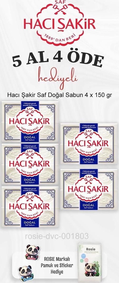 Saf Doğal Sabun 4 x 150 gr 5 Al 4 Öde ve Rosie Pamuk
