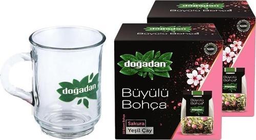 Büyülü Bohça Sakura Yeşil Çay 10'lu 12 G x 2 + Doğadan Cam Bardak