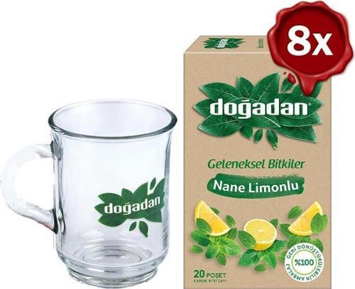 Nane Limonlu Bitki Çayı 20'li x 8 + Doğadan Cam Bardak