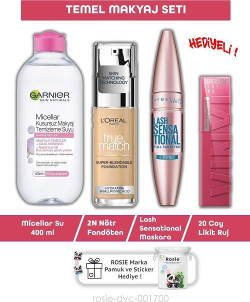 Maybelline Lash Sensational Maskara, 70 Amazonian Ruj, Vanilla 110 Fondöten, Misel Su ve ROSIE 