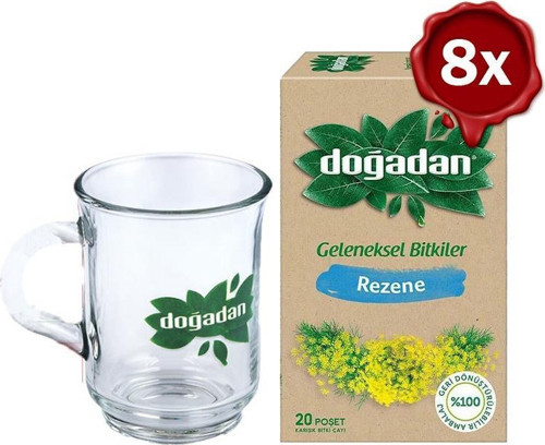 Rezene Bitki Çayı 20' li x 8 + Doğadan Cam Bardak