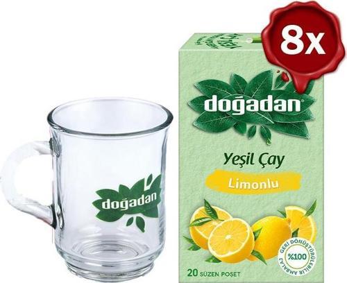 Yeşil Çay Limonlu 20'li x 8 + Doğadan Cam Bardak