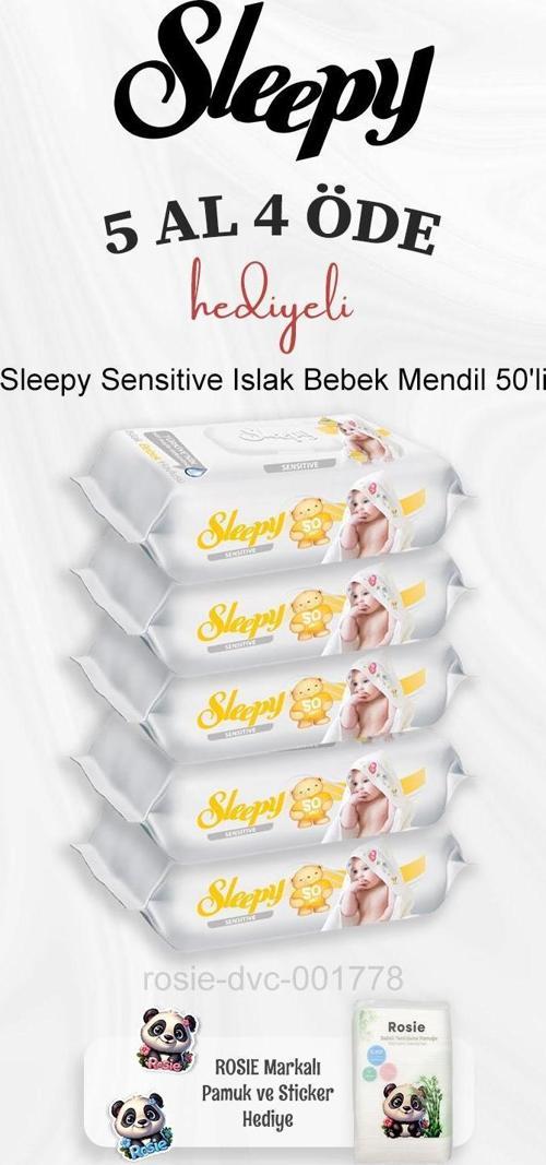 Sensitive Islak Bebek Mendil 50'li 5 Al 4 Öde ve Rosie Pamuk