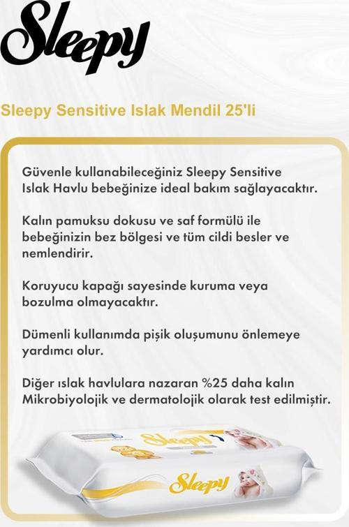 Sensitive Islak Mendil 25'li 5 Al 4 Öde ve Rosie Pamuk